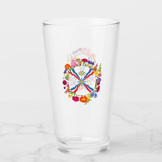 Assyrian Flag Glass Cup (Front)