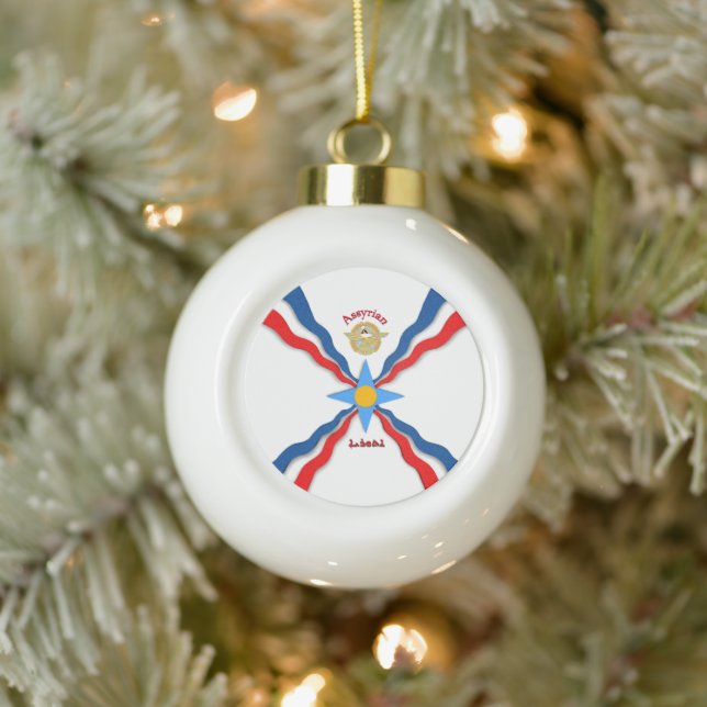 Assyrian Flag Snowflake Framed Ornament (Tree)