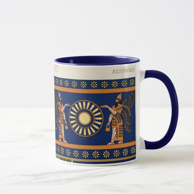 Assyrian Gold Lion, Sun & Ancient Angels Artistic Mug (Right)