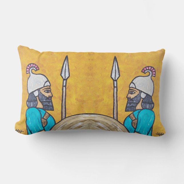 Assyrian Guardians Lumbar Cushion (Front)