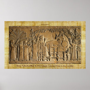 Assyrian King Ashurbanipal Historic Art Poster