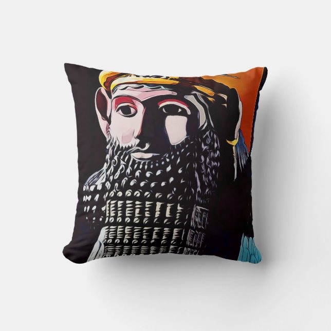 Assyrian King Throw Pillow (Front)