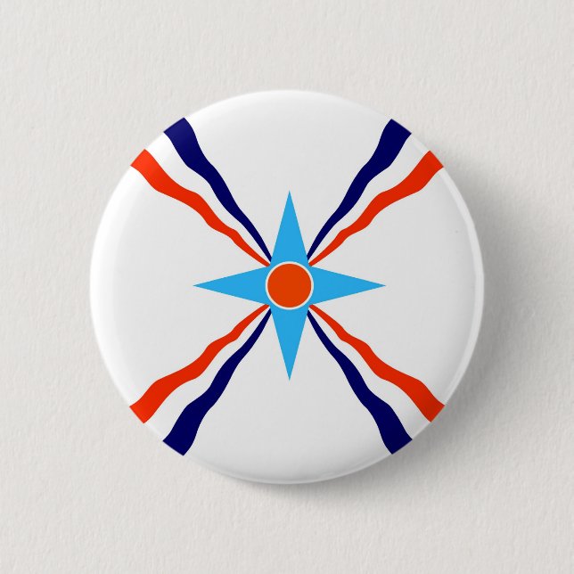 assyrian people ethnic flag 6 cm round badge (Front)