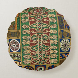 Assyrian Retro Pattern Round Cushion