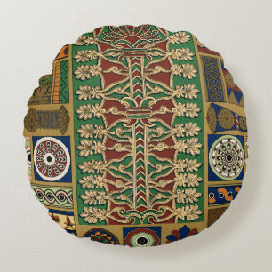 Assyrian Retro Pattern Round Cushion