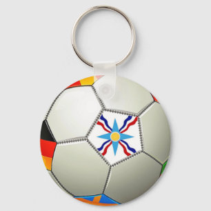 Assyrian Soccer Button Keychain