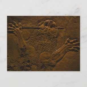 assyrian stone relief in northern mesopotamia postcard