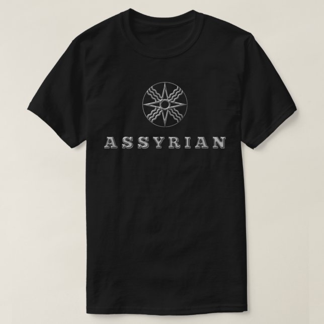 Assyrian Text Assyrian Flag T-Shirt (Design Front)