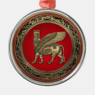 Assyrian Winged Bull - Gold Lamassu Metal Tree Decoration