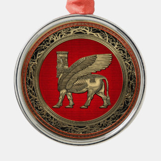 Assyrian Winged Bull - Gold Lamassu Metal Tree Decoration