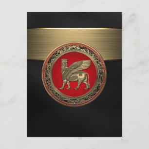 Assyrian Winged Bull - Gold Lamassu Postcard