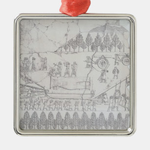 Assyrians moving a Winged Bull on a Sledge, from ' Metal Tree Decoration