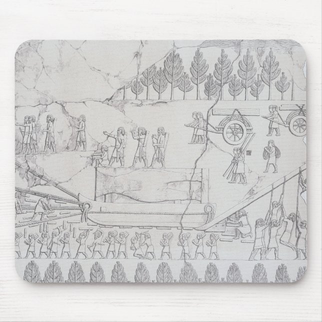 Assyrians moving a Winged Bull on a Sledge, from ' Mouse Mat (Front)