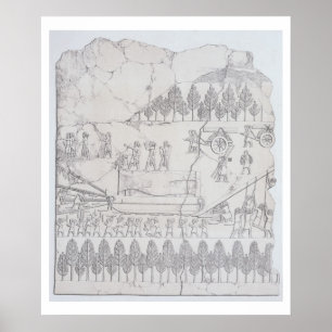 Assyrians moving a Winged Bull on a Sledge, from ' Poster