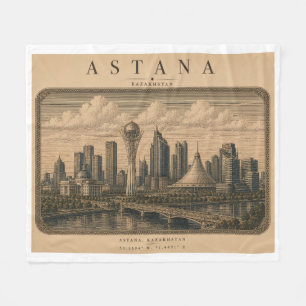 Astana   Vintage Travel City Design Fleece Blanket