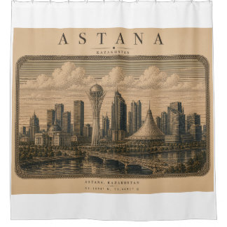 Astana | Vintage Travel City Design Shower Curtain