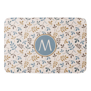 Astd Leaves Rpt Ptn Bls Brwn Gld Crm(Personalised) Bath Mat