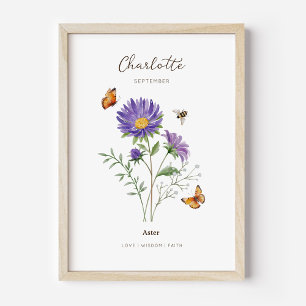 Aster Birth Month Flower Poster
