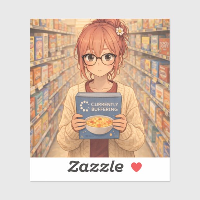 Aster™ Currently Buffering Die-Cut Sticker Cute Ae (Sheet)