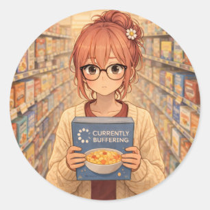 Aster™ Currently Buffering Round Sticker Cute Aest