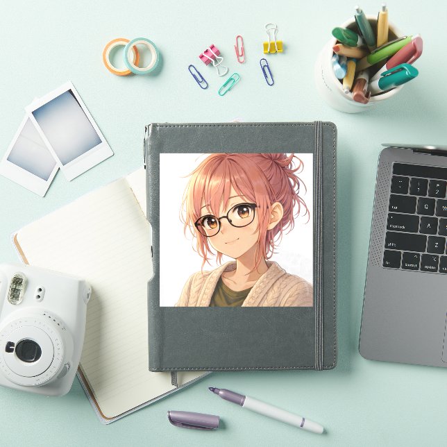Aster™ Cute Aesthetic Girl Custom-Cut Vinyl Sticke (iPad Cover)