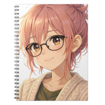 Aster™ Cute Aesthetic Girl Spiral Notebook Cozy Vi