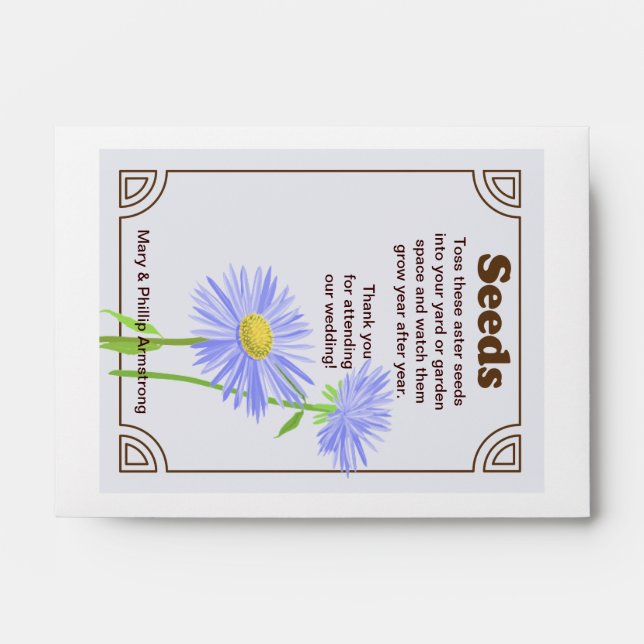 Aster Seed Packet Wedding Favour Envelopes (Front)