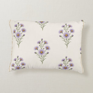 Aster, September Birth Flower Print Decorative Cushion