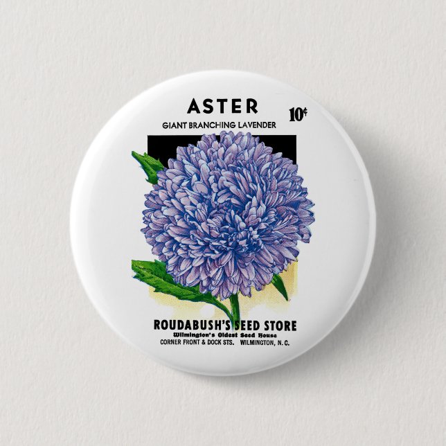 Aster Vintage Seed Packet 6 Cm Round Badge (Front)