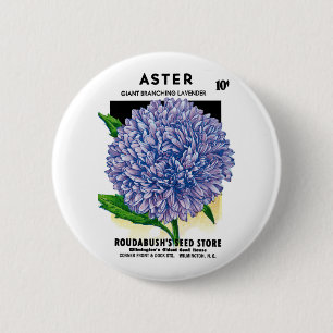 Aster Vintage Seed Packet 6 Cm Round Badge