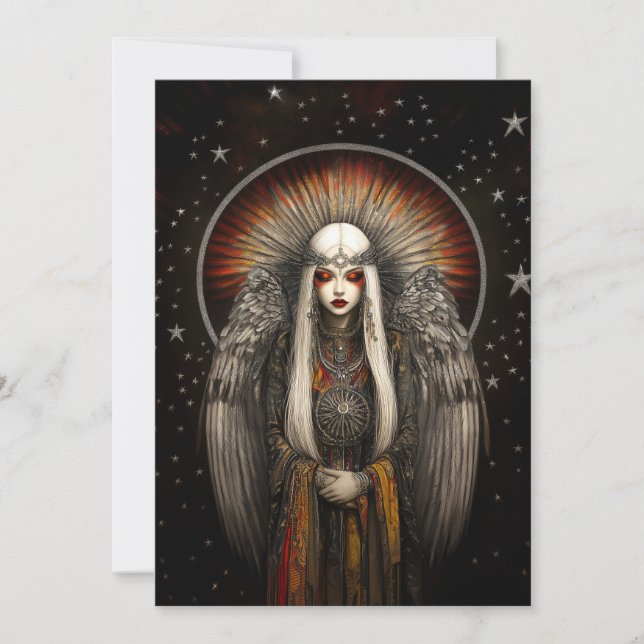 Asteria Goddess of the Stars: Silver Black Art Invitation (Front)