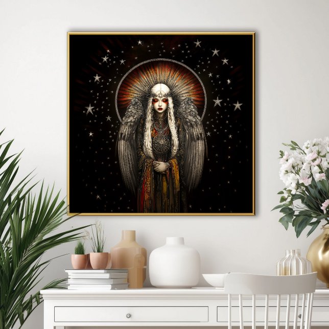 Asteria Goddess of the Stars: Silver Black Art Poster (Creator Uploaded)