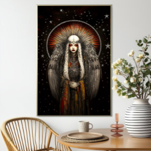 Asteria Goddess of the Stars: Silver Black Art Poster