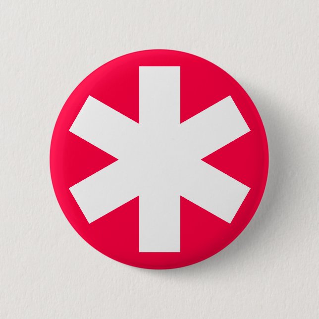 Asterisk - Crimson Red 6 Cm Round Badge (Front)