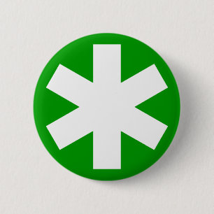 Asterisk - Green 6 Cm Round Badge