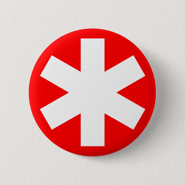 Asterisk - Red 6 Cm Round Badge (Front)