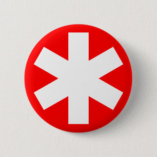 Asterisk - Red 6 Cm Round Badge