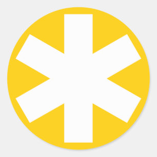 Asterisk - White on Amber Classic Round Sticker