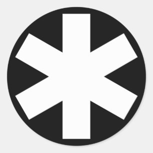 Asterisk - White on Black Classic Round Sticker