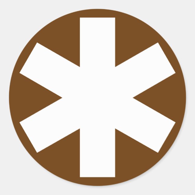 Asterisk - White on Brown Classic Round Sticker (Front)