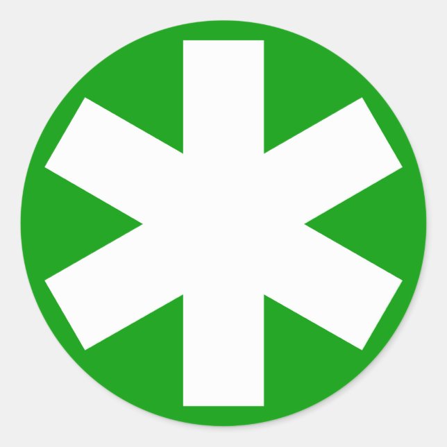 Asterisk - White on Green Classic Round Sticker (Front)