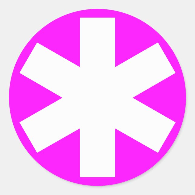 Asterisk - White on Magenta Classic Round Sticker (Front)