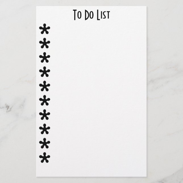 Asterisks To Do List Template (Front)