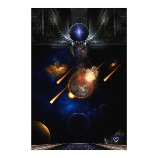 Asteroid Apocalypse Fractal Art Spacescape Photo Print (Front)