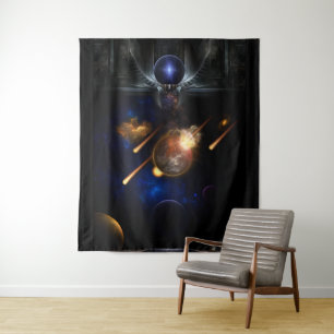 Asteroid Apocalypse Fractal Art Spacescape Tapestry