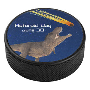 Asteroid Day T-Rex Hockey Puck