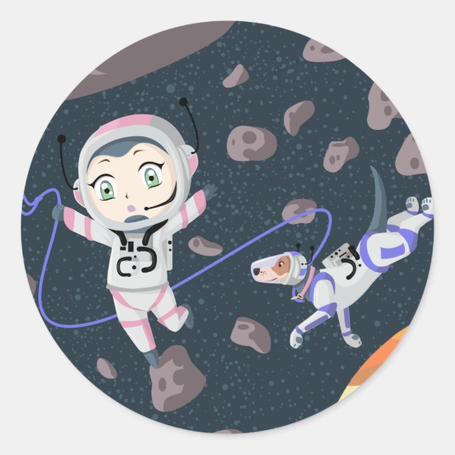 Asteroid Girl Classic Round Sticker (Front)