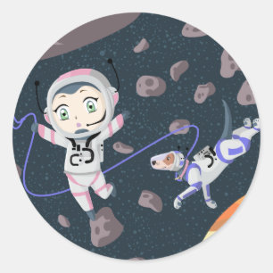 Asteroid Girl Classic Round Sticker