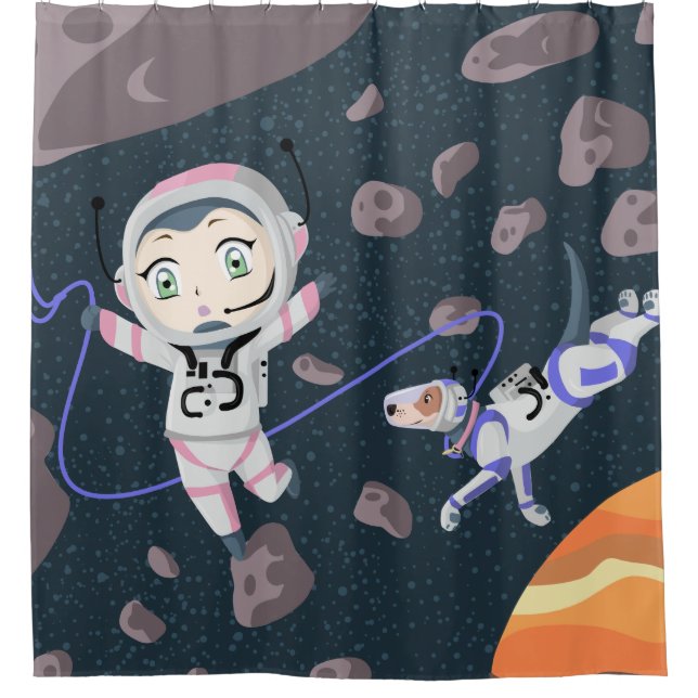 Asteroid Girl Shower Curtain (Front)