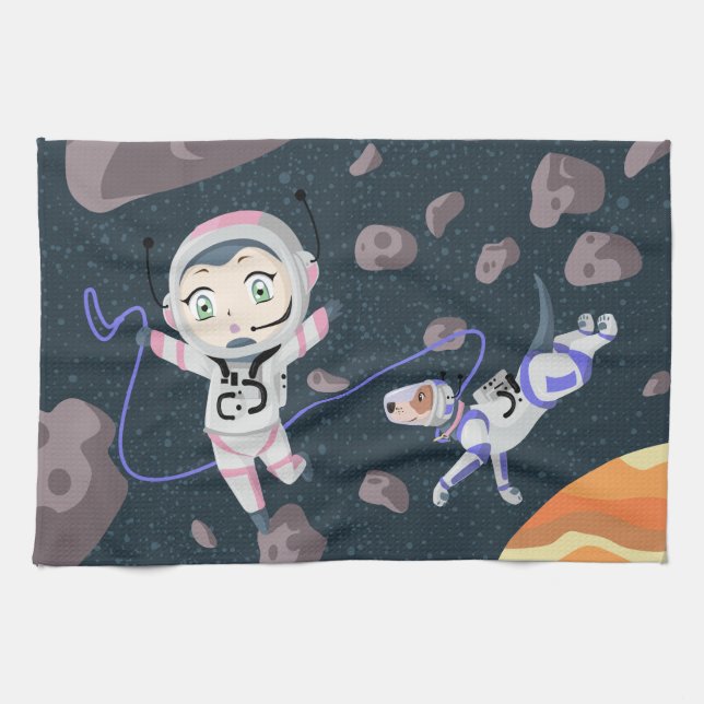 Asteroid Girl Tea Towel (Horizontal)